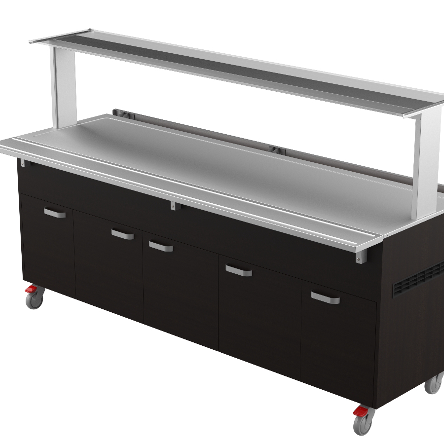 HEATED BUFFET TROLLEY WITH HEATED FLAT SURFACE 6 GN 1/1
