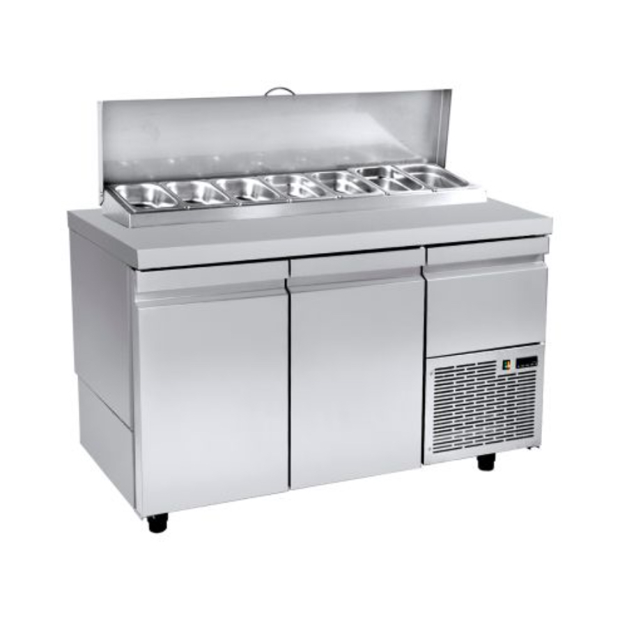 REFRIGERATED PREPARATION COUNTER 2 DOORS  + COLD WELL 7 x GN 1/1