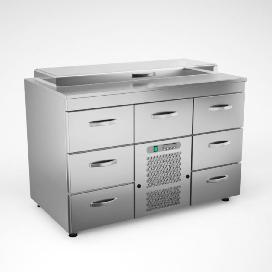 COOLING PREPARATION COUNTER WITH 7 DRAWERS