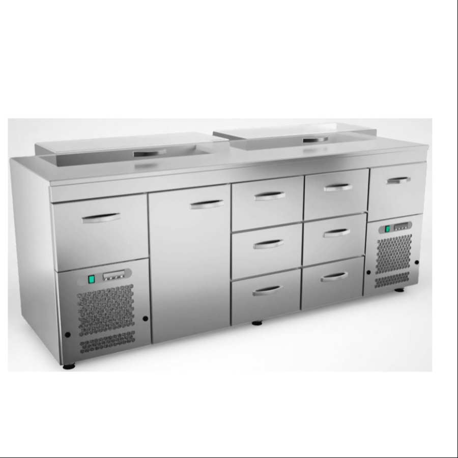 COOLING PREPARATION COUNTER 1 DOOR + 8 DRAWERS