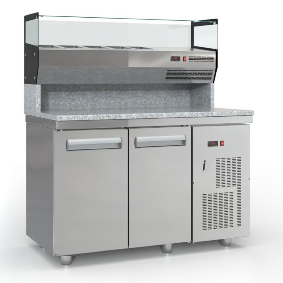 PIZZA  PREPARATION COUNTER 2 DOORS WITH DISPLAY GN 1/4