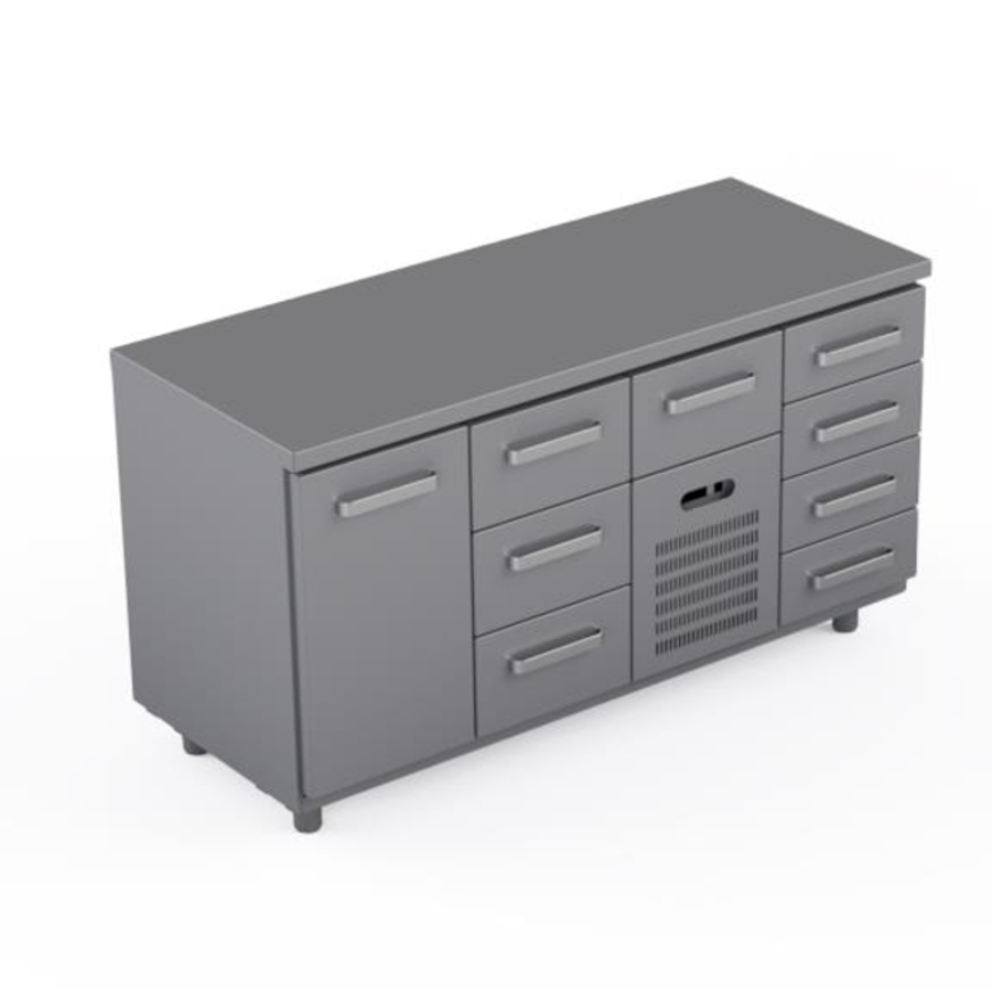COOLING COUNTER WITH 1 DOOR + 8 DRAWERS