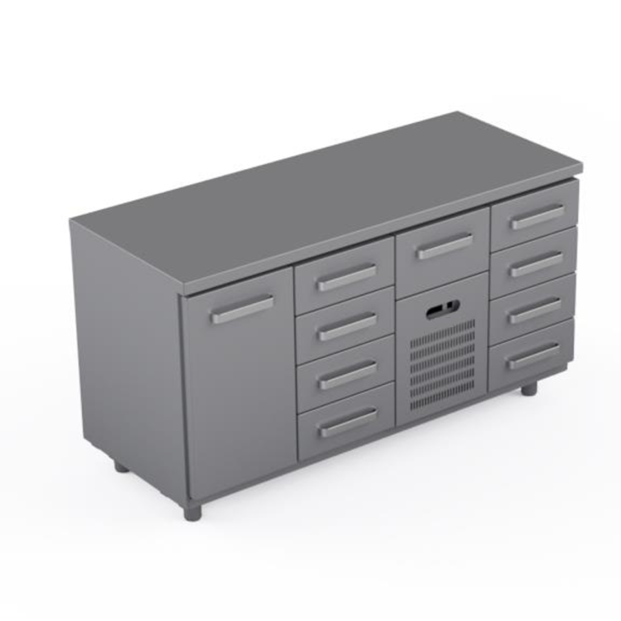 COOLING COUNTER WITH 1 DOOR + 9 DRAWERS