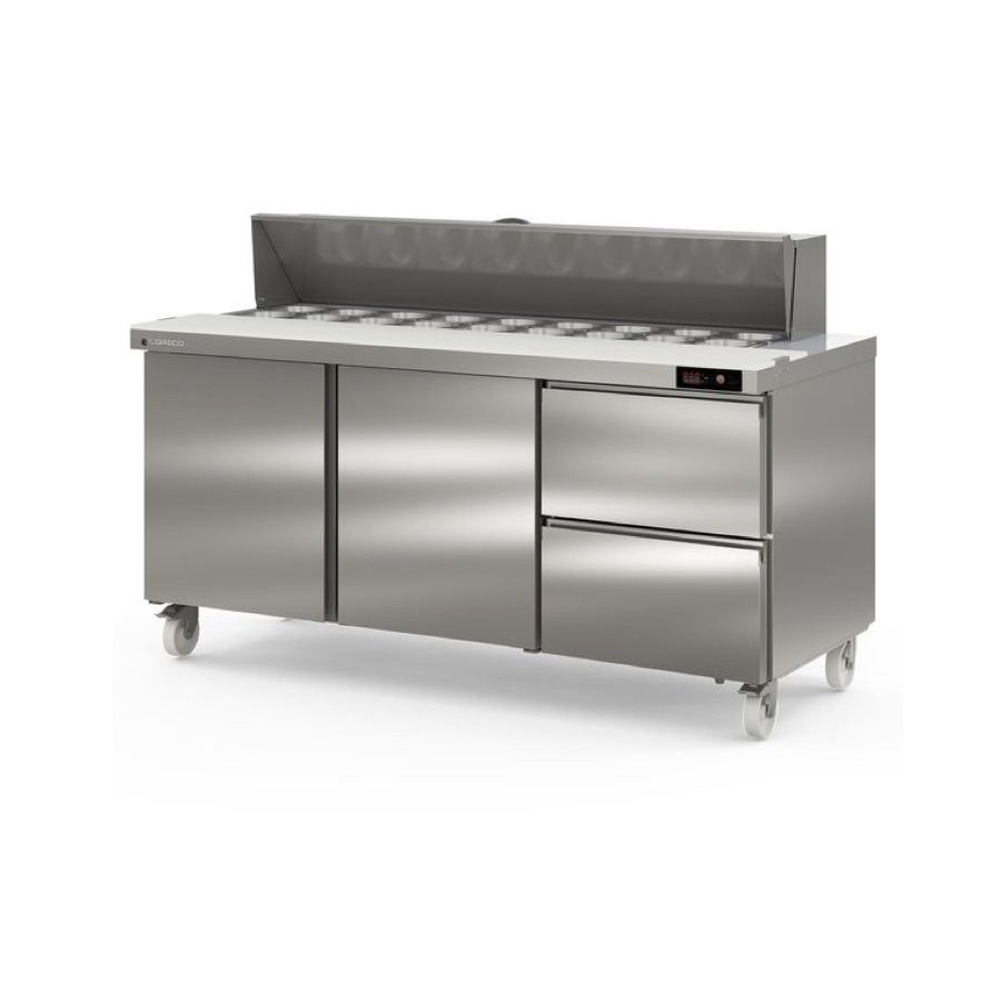 REFRIGERATD PREPARATION COUNTER WITH 2 DOORS + 2 DRAWERS