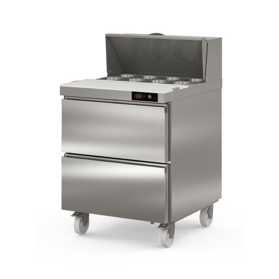 REFRIGERATED PREPARATION COUNTER WITH 2 DRAWERS + COLD WELL 8 x GN 1/6
