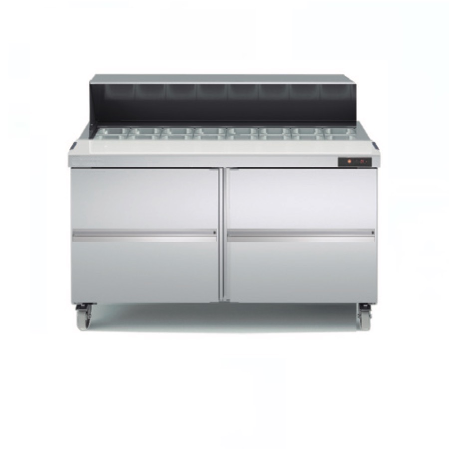 REFRIGERATED PREPARATION COUNTER WITH 4 DRAWERS & COLD WELL
