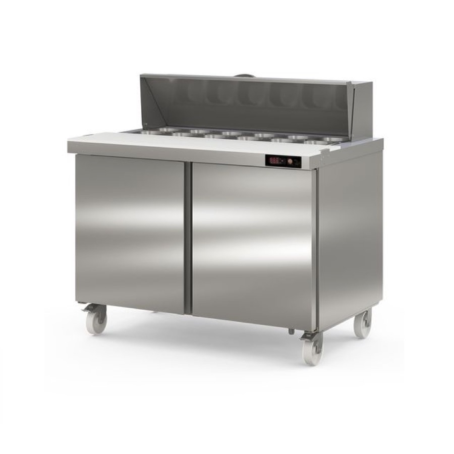REFRIGERATED PREPARATION COUNTER 2 DOORS & COLD WELL 18 x GN 1/6