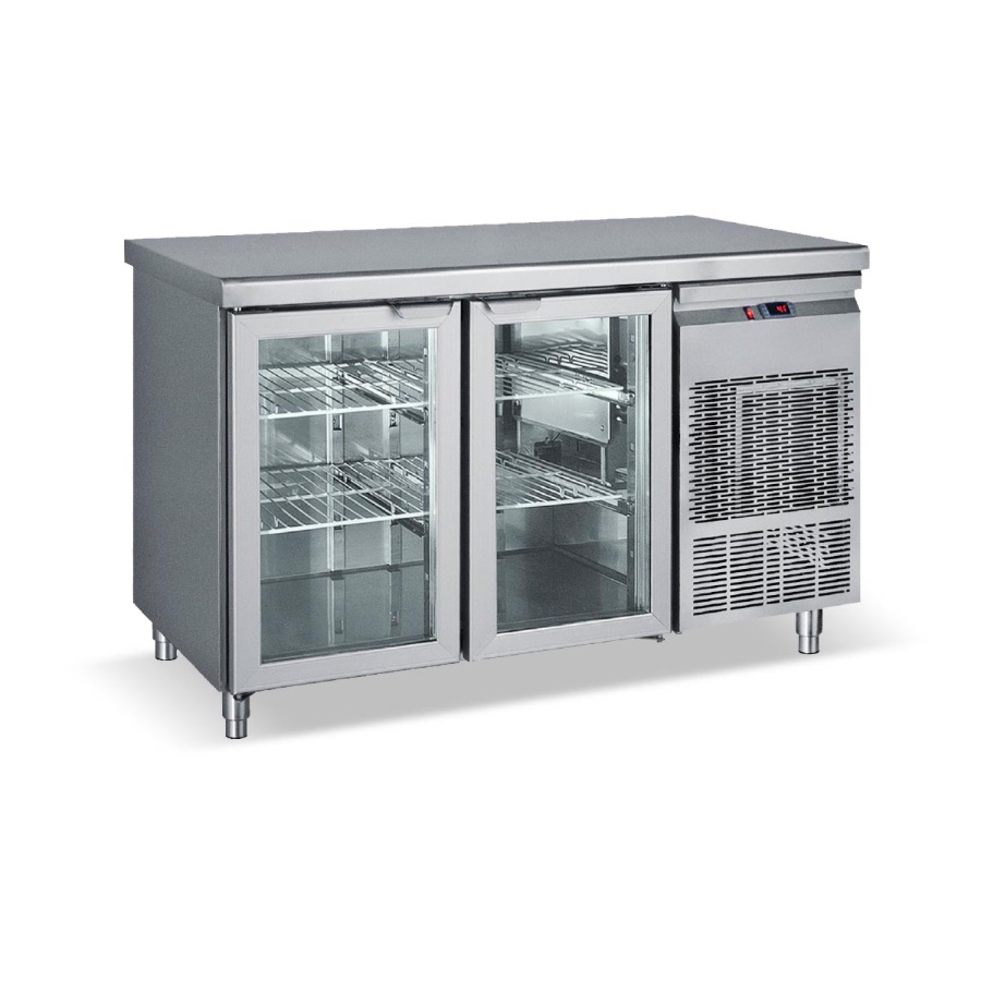 REFRIGERATED COUNTER WITH 2 GLASS DOORS