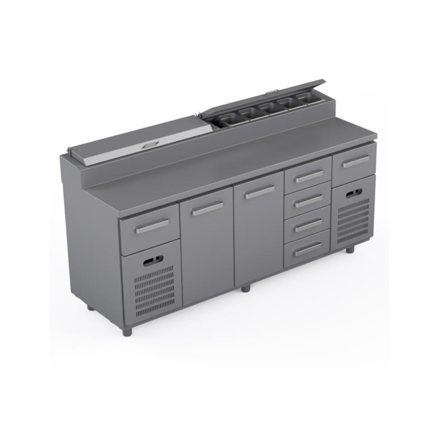 COOLING PREPARATION COUNTER WITH 2 DOORS + 6 DRAWERS