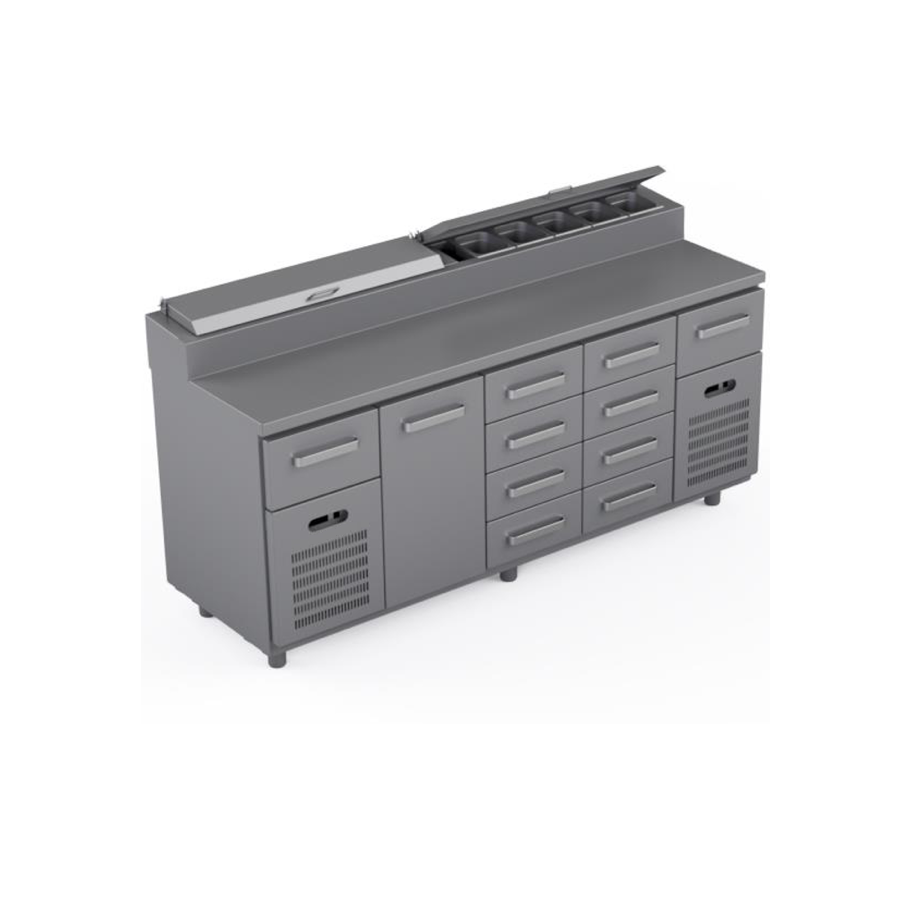 COOLING PREPARATION COUNTER 1 DOORS + 10 DRAWERS