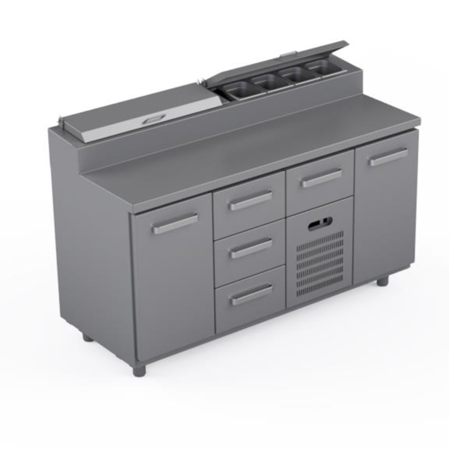 REFRIGERATED PREPARATION COUNTER 2 DOORS + 4 DRAWERS