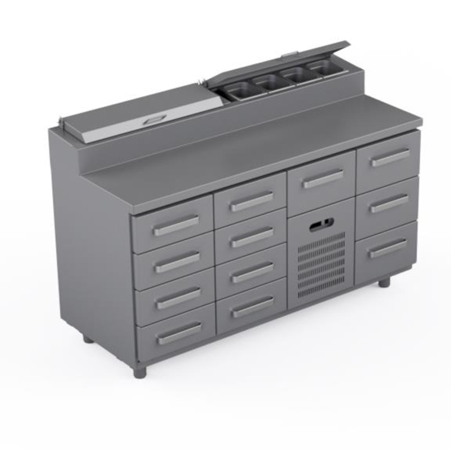COOLING PREPARATION COUNTER WITH 12 DRAWERS