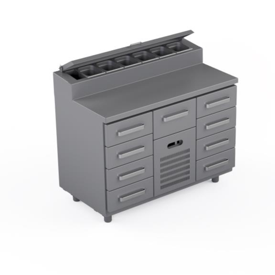 COOLING PREPARATION COUNTER  WITH 9 DRAWERS