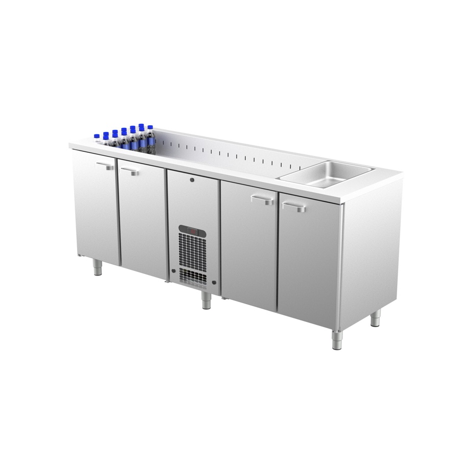 COOLING COUNTER WITH 4 DOORS + COLD WELL 5 x GN 1/1