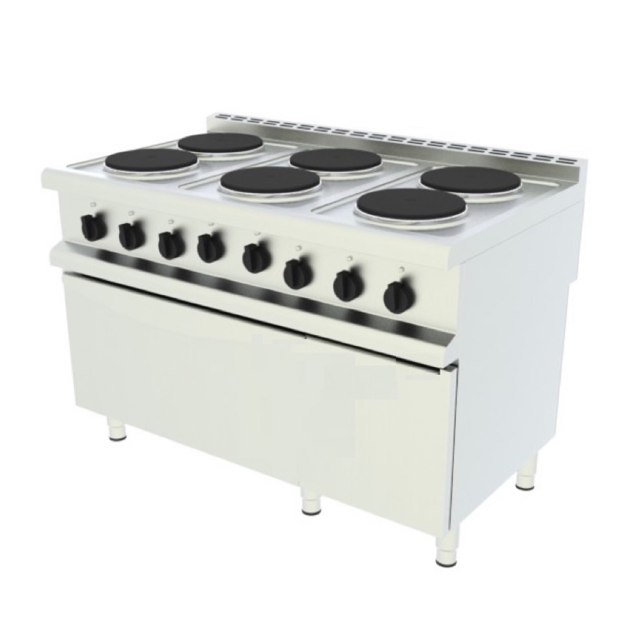 ELECTRIC RANCE WITH 6 ROUND PLATES & ELECTRIC OVEN 3/1GN