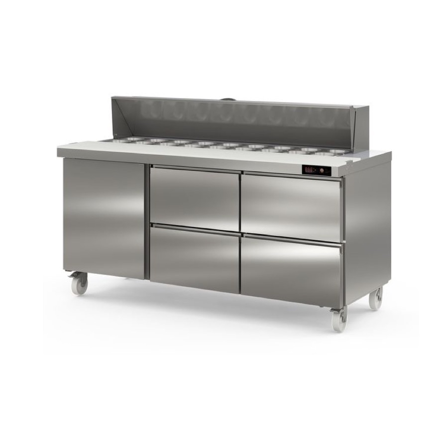 REFRIGERATED PREPARATION COUNTER WITH 1 DOOR + 4 DRAWERS